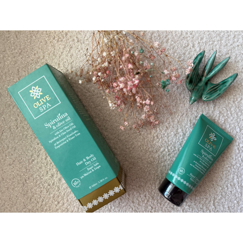 zestaw prezentowy OLIVE SPA spirulina (serum i krem do rąk)