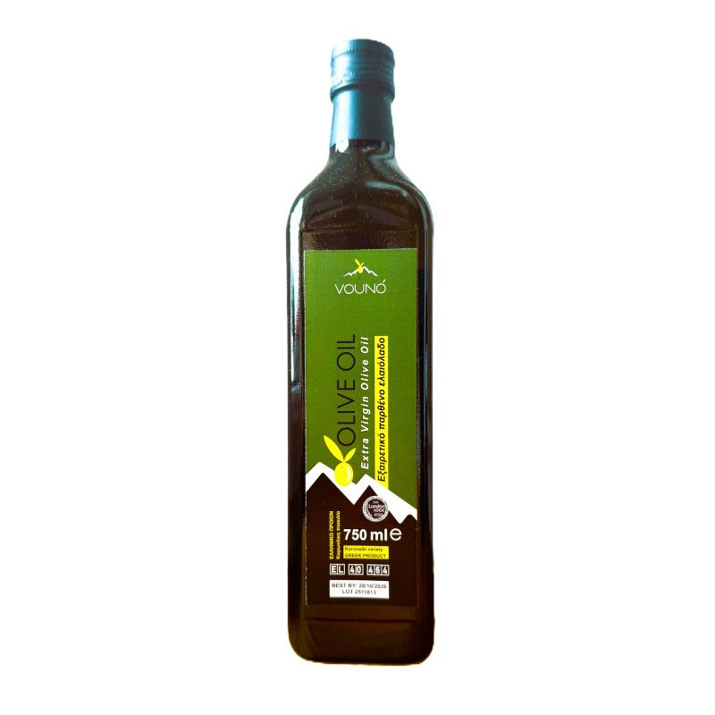 Grecka oliwa z oliwek extra virgin TO VOUNO szklana butelka 0,75 L